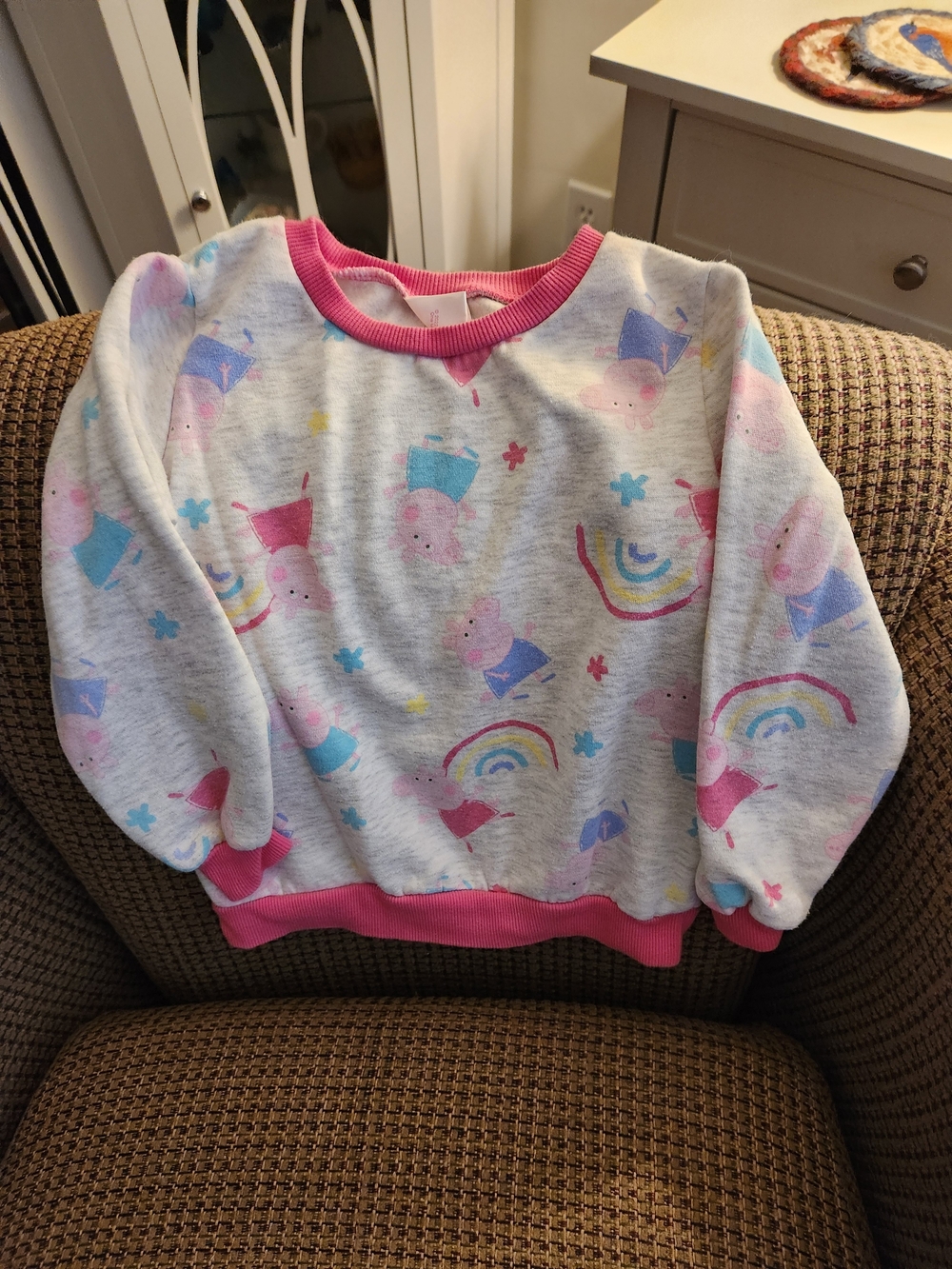 Peppa Pig Pastel Rainbow Grey Sweatshirt with Pink Trim